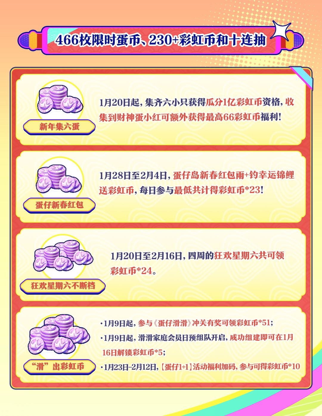 蛋仔岛新春福利大爆发！彩虹币绝版外观免费领