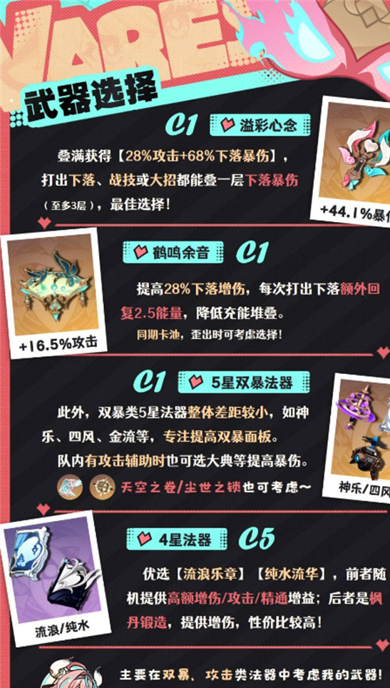 原神瓦雷莎武器选择推荐指南：5星&4星法器伤害排名[多图]
